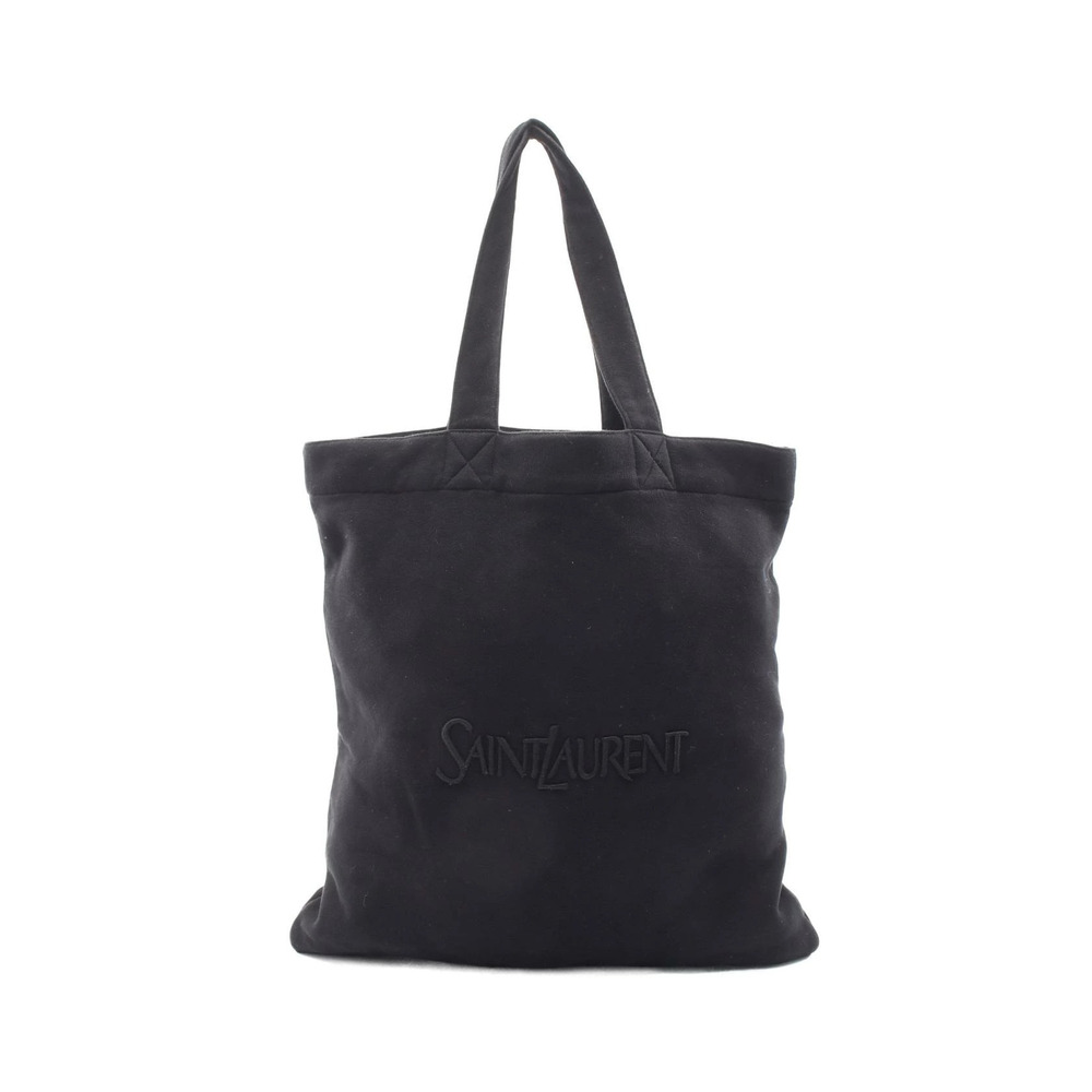 Saint Laurent Paris Embroidered Fleece Tote Bag Black
